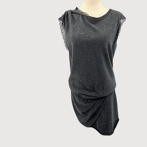 Vintage Vanessa Bruno 90's Lace Trim Wool Mini Dress